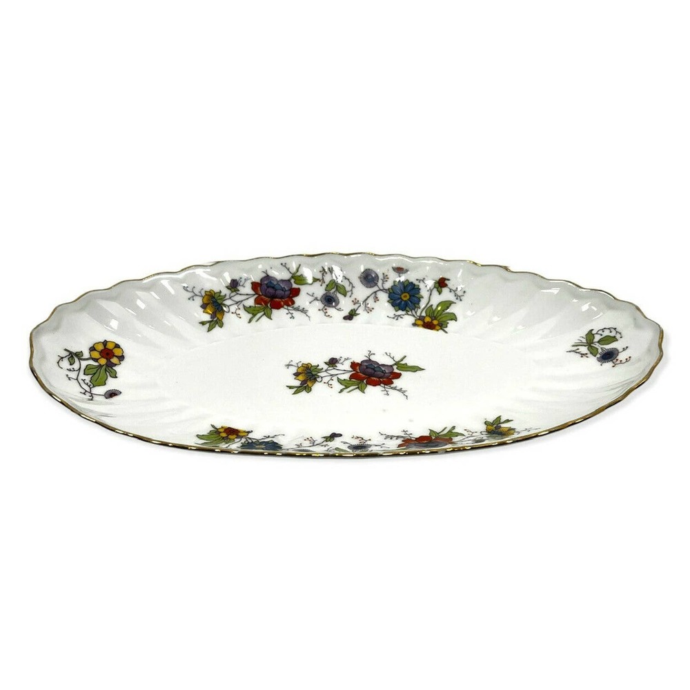 Antique BP & Wurttemberg Floral Oval Serving Tray 12.5” Gold Trim 4247 Serving